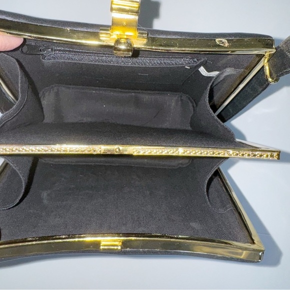 Vintage Sanremo Black Structured Handbag Adjustable Strap Academia Grannycore - Picture 10 of 16